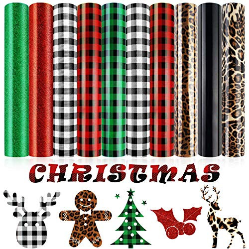10 Sheets Christmas Heat Transfer Vinyl Buffalo Plaid PU Glitter Heat Transfer Vinyl Assorted HTV Iron on Vinyl Patches for Clothes Bag Hat Red Green Black-White Leopard 12 x 10 10 Sheets Christmas Heat Transfer Vinyl Buffalo Plaid PU Glitter Heat Transfer Vinyl Assorted HTV Iron on Vinyl Patches for Clothes Bag Hat Red Green Black-White Leopard 12 x 10