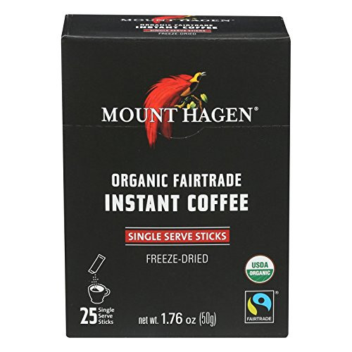Mount Hagen Organic Instant Regular Coffee, 25 Count Single Serve packet Net wt 1.76 oz (50g) Mount Hagen Organic Instant Regular Coffee, 25 Count Single Serve packet Net wt 1.76 oz (50g)