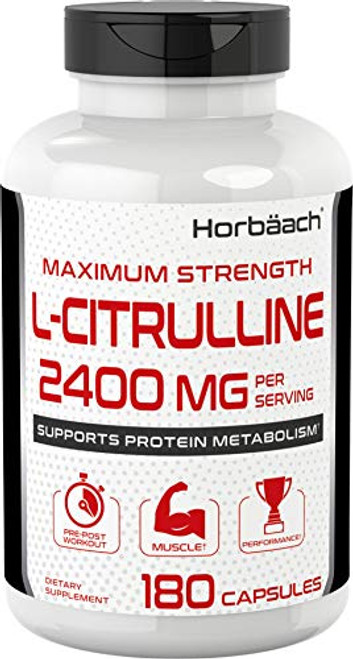 L Citrulline 2400 mg 180 Capsules Maximum Strength Non-GMO Gluten Free L-Citrulline Supplement by Horbaach L Citrulline 2400 mg 180 Capsules Maximum Strength Non-GMO Gluten Free L-Citrulline Supplement by Horbaach