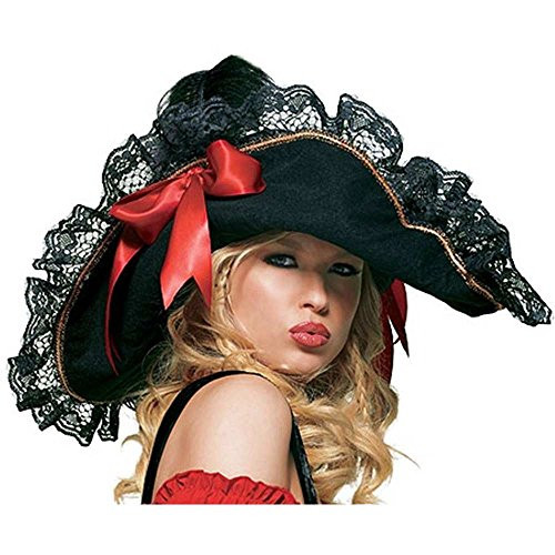 Leg Avenue Womens OS Swashbuckler Pirate Hat Costume Accessory Lace Black One Size