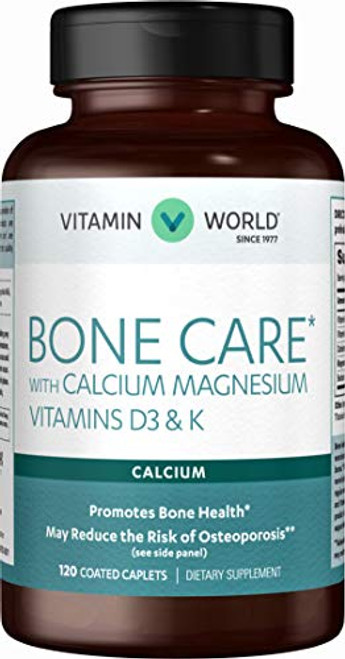Vitamin World Bone Care* with Calcium Magnesium Vitamins D3 K 120 caplets Vitamin World Bone Care* with Calcium Magnesium Vitamins D3 K 120 caplets