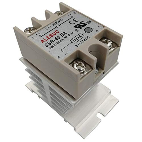 Alesuc SSR-40DA 40A Solid State Relay with Heat Sink 3-32v dc  24-380v AC