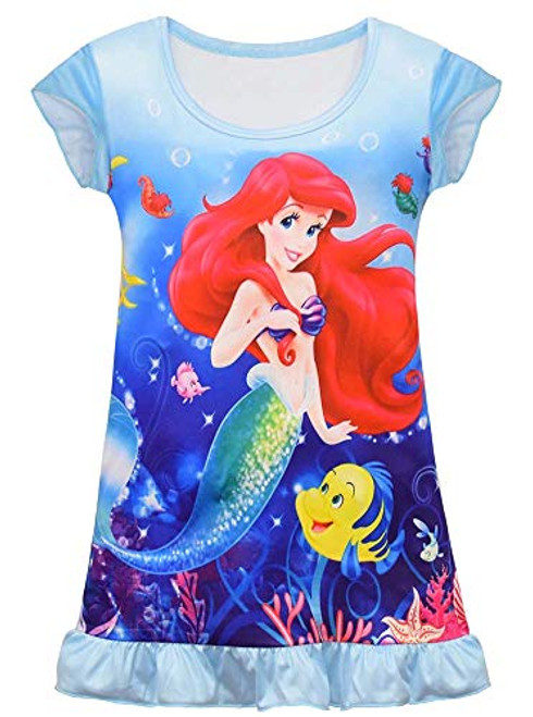 WNQY Baby and Toddler Girls PJS Princess Sleepwear Nightshirt Cartoon Nightgown Print Pajamas Dress Blue1204-5T