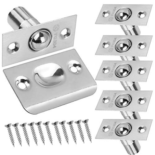 6Pack Closet Door Ball Catch Stainless Steel Door Ball Latch with Strike Plate Adjustable Closet Door Hardware Drive-in Ball Catch for Cabinet Closet Pantry Door and KitchenSliver