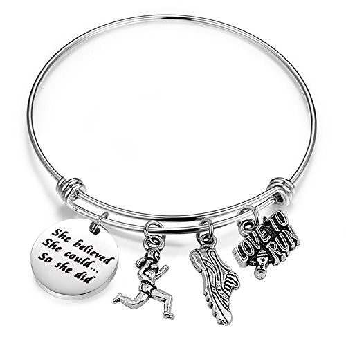 ENSIANTH Runner Bracelet She Believed She Could So She Did Bracelet Running Jewelry Track Marathon Gifts Believed Run Bracelet