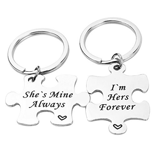 REEBOOOR Her One His Only Couples Keychain Gift for Her Wedding Keyrings Anniversay Jewelry Gift for Boyfriend   Girlfriend Shes Mine AlwaysIm Hers Forever