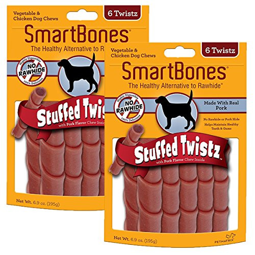 SmartBones Stuffed Twistz Dog Chew Rawhide   Porkhide Free Pork 2 Pack