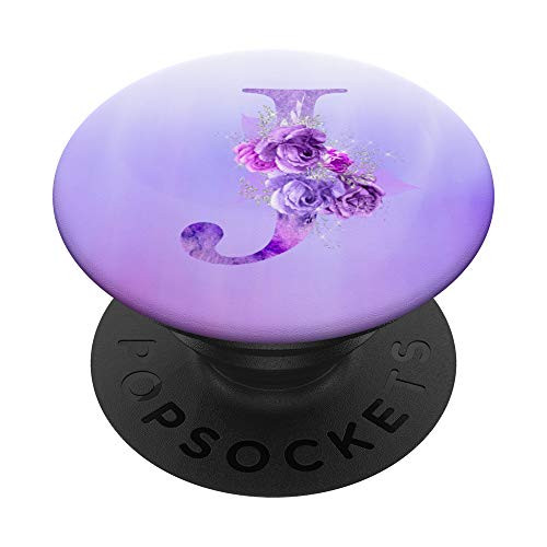Monogram Initial Letter J purple floral Customized PopSockets PopGrip Swappable Grip for Phones Tablets Monogram Initial Letter J purple floral Customized PopSockets PopGrip Swappable Grip for Phones Tablets