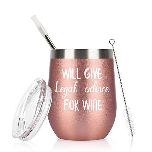 Lawyer Gifts Will Give Legal Advice for Wine Tumbler with Lid Christmas Birthday Gifts for Lawyer Judge Attorney Paralegal Law Student 12 Oz Funny Stainless Steel Insulated Tumbler Rose Gold Lawyer Gifts Will Give Legal Advice for Wine Tumbler with Lid Christmas Birthday Gifts for Lawyer Judge Attorney Paralegal Law Student 12 Oz Funny Stainless Steel Insulated Tumbler Rose Gold