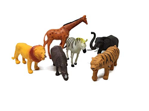 THE UM24 Animal World Toy Wild Animals Figures Large Size 6 Piece Assorted Styles Elephant Giraffe Hippo Tiger Zebra and Lion THE UM24 Animal World Toy Wild Animals Figures Large Size 6 Piece Assorted Styles Elephant Giraffe Hippo Tiger Zebra and Lion