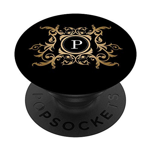 Letter P Monogram Ornate - Initial P Name Letter PopSockets Grip and Stand for Phones and Tablets