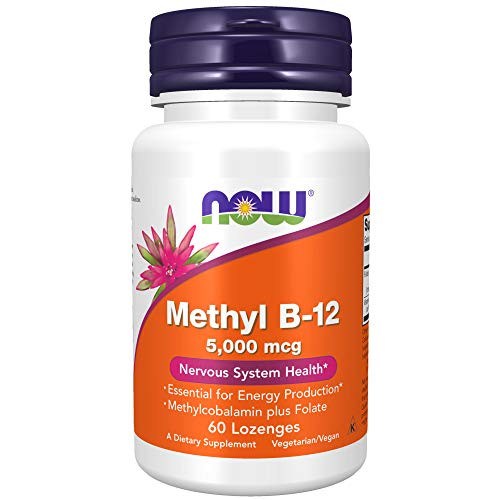 NOW Supplements Methyl B-12 Methylcobalamin 5000 mcg Nervous System Health* 60 Lozenges