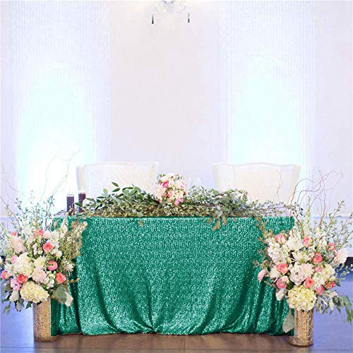 Table Cloth Thanksgiving Tablecloth 50x80 Green Rectangle Tablecloth Sequin Tablecloth 50x80-Inch Coffee Table Decor Sparkle Dining Table Cover Christmas Green Tablecloth for Parties