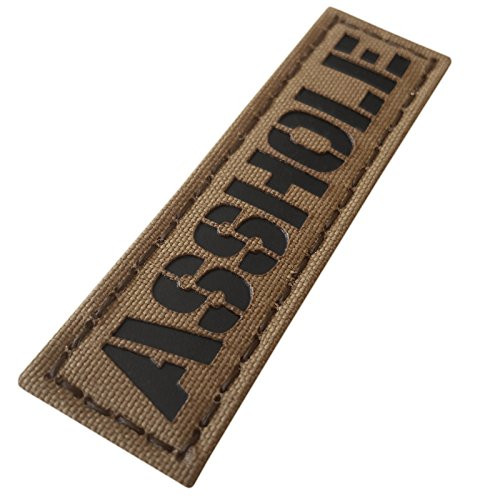 Asshole 1x3_5 Coyote Brown Tan Arid Infrared Name Tape Tab Callsign IFF Morale Touch Fastener Patch