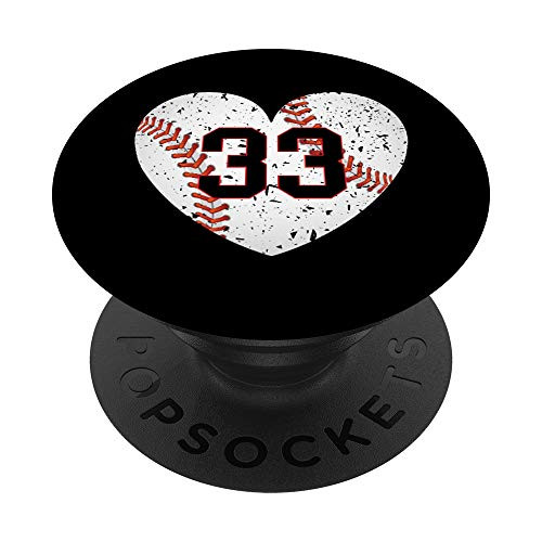 33 Softball Team Number Baseball Player Number 33 PopSockets Grip and Stand for Phones and Tablets