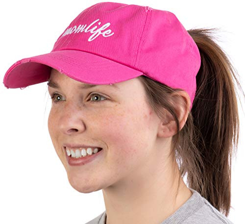 Momlife  Ponytail Dad Hat Funny Cute Mom Life Mommy Mother Pony Tail Low Cap - Pink Momlife  Ponytail Dad Hat Funny Cute Mom Life Mommy Mother Pony Tail Low Cap - Pink