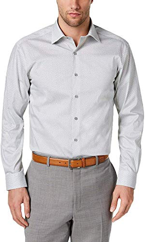 Alfani Mens Printed Regular Fit Button-Down Shirt Gray M