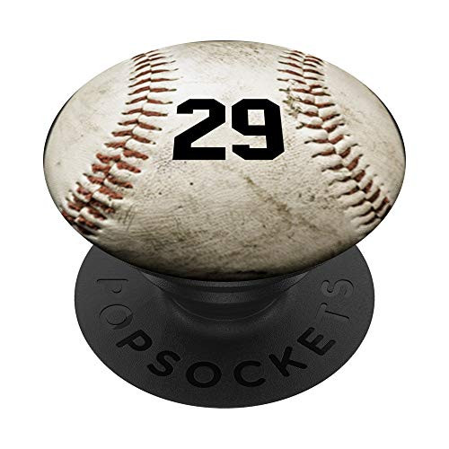 Number 29 29 Baseball Gifts for Men Boys Kids Year Old PopSockets PopGrip Swappable Grip for Phones   Tablets