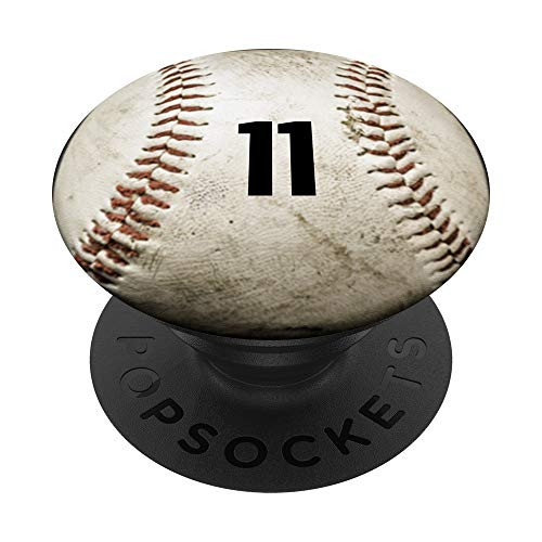 Number 11 11 Baseball Gifts for Men Boys Kids Year Old PopSockets PopGrip Swappable Grip for Phones   Tablets