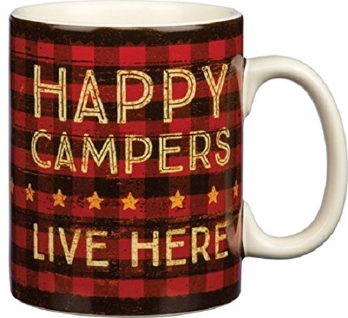 Primitives By Kathy 31009 Lake & Cabin Coffee Mug, 20 oz, Happy Campers