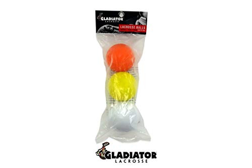 Gladiator Lacrosse Pack of 3 Official Lacrosse Balls  Multicolor  Meets NOCSAE Standards SEI Certified NCAA and NFHS Approved White Orange Yellow 43528-38797