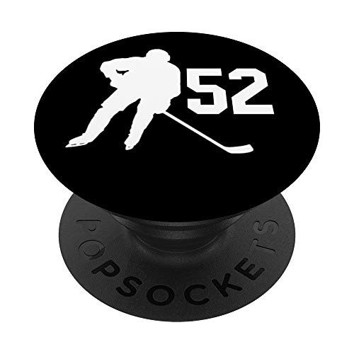 Number 52  52  Hockey Gifts for Men Boys Teens Women PopSockets Grip and Stand for Phones and Tablets