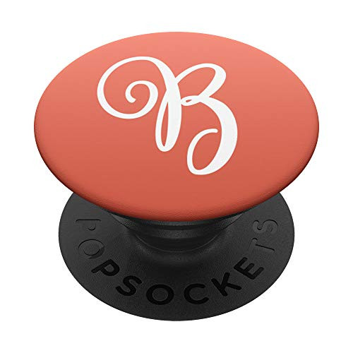 Monogram Letter B Name Pretty Coral Gradient Xr Color Ombre PopSockets PopGrip Swappable Grip for Phones   Tablets