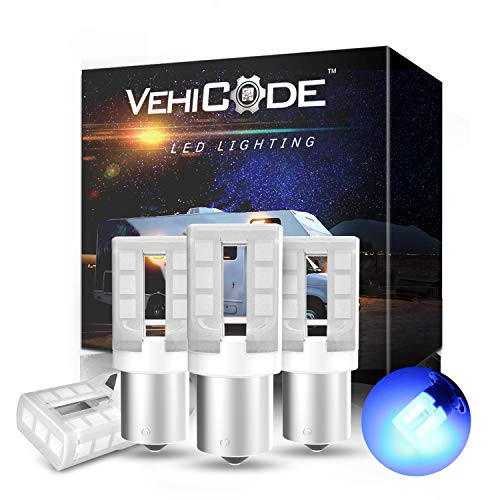 VehiCode 12-24v 1141 1156 1003 1295 93 LED Bulb Blue 105 3497 Light Replacement for Car RV Camper Trailer Boat Marine Interior Dome Exterior Porch Utility Outdoor Malibu Landscape Lamp 4 Pack