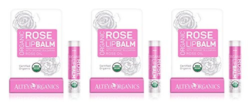 Alteya USDA Organic 3-Pack Bulgarian Rose Lip Balm - 0_52oz15g 3 x 0_17oz5g each