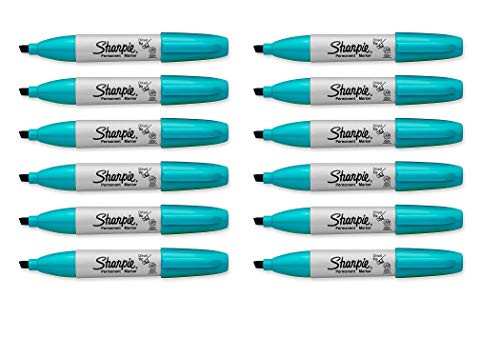 Sharpie Permanent Markers Broad Chisel Tip Aqua - 12 Count