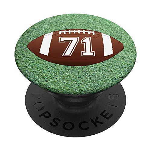 Football Ball Turf Jersey Number Fan 71 Seventy One No 71 PopSockets Grip and Stand for Phones and Tablets