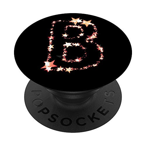 B Pink Stars Space Initial Monogram Capital Letter Name PopSockets Grip and Stand for Phones and Tablets