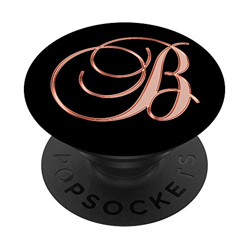 B Pink Yellow Black Initial Monogram Capital Letter Name Art PopSockets Grip and Stand for Phones and Tablets