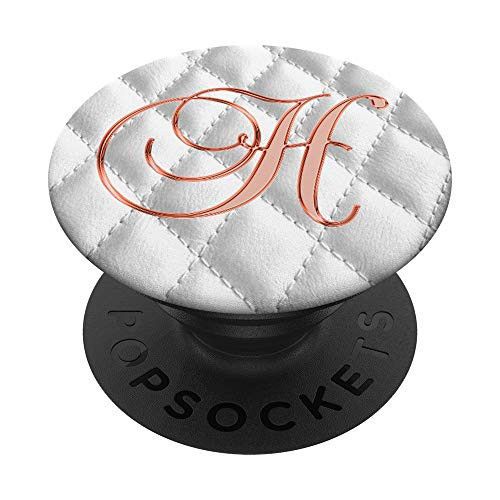 H Pink White Abstract Initial Monogram Capital Letter Name PopSockets Grip and Stand for Phones and Tablets