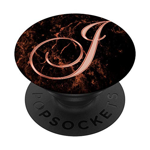 J Pink Black Abstract Initial Monogram Capital Letter Name PopSockets Grip and Stand for Phones and Tablets