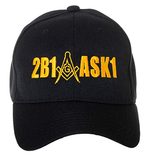 2B1 ASK1 Freemasons Masonic Square and Compass Embroidered Black Adjustable Baseball Cap
