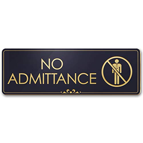 No Admittance - Laser Engraved Sign - 3x9 - _050 Black and Gold Plastic