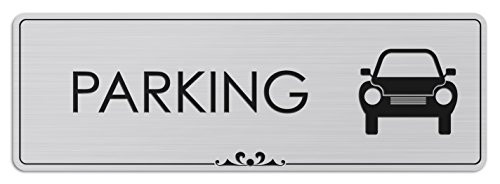 Parking - Laser Engraved Sign - 3x9 - _050 Brushed Silver Plastic