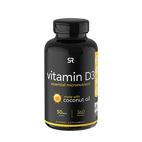 Vitamin D3 2000iu50mcg Infused with Coconut Oil ~ Non-GMO   Gluten Free 360 Mini Liquid Softgels