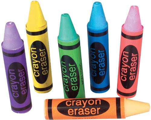 Rhode Island Novelty Set Of 36-Crayon Shaped Erasers-Assorted Colors. 2.5 Inch