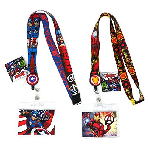 Marvel Comics Avengers Iron Man Lanyard   Captain America Lanyard 2 Pack