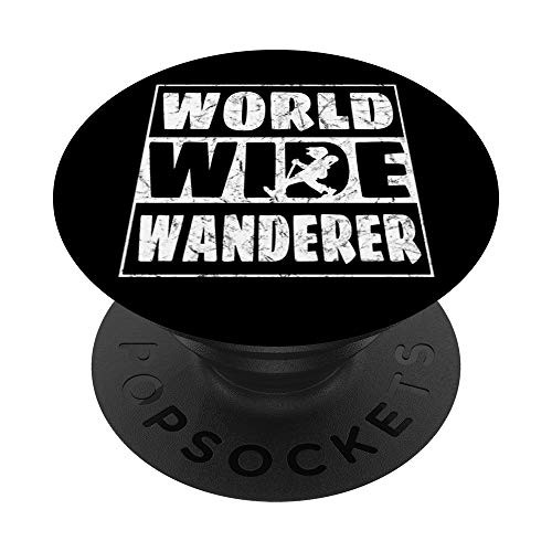 World Wide Wanderer  Adventures Traveller Hiking PopSockets Grip and Stand for Phones and Tablets
