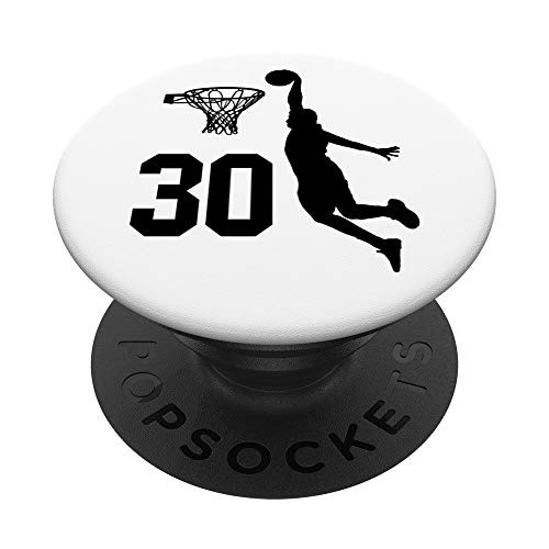 30 Number 30 - Basketball Gifts for Men Boys Teens White PopSockets Grip and Stand for Phones and Tablets