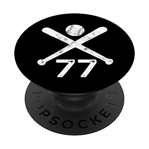 77 Number 77 - Baseball Softball Gift for Teens Boys Girls PopSockets Grip and Stand for Phones and Tablets