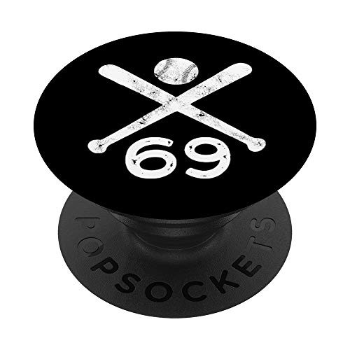 69 Number 69 - Baseball Softball Gift for Teens Boys Girls PopSockets Grip and Stand for Phones and Tablets