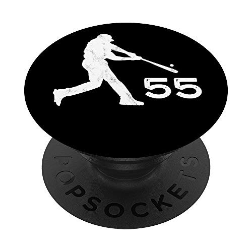 55 Number 55 - Baseball Gift for Teens Boys Men Guys Black PopSockets PopGrip Swappable Grip for Phones   Tablets