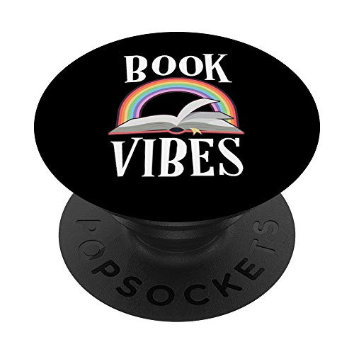 Book Vibes Librarian Gift Rainbow Teacher Reading Nerd Read PopSockets PopGrip Swappable Grip for Phones   Tablets