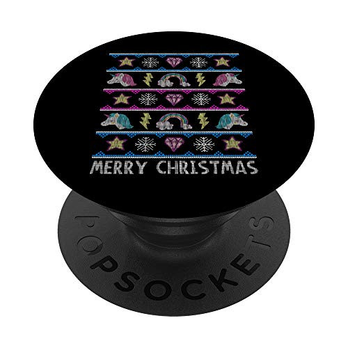 Unicorn Head Ugly Merry Christmas Holiday Rainbow Diamond PopSockets Grip and Stand for Phones and Tablets