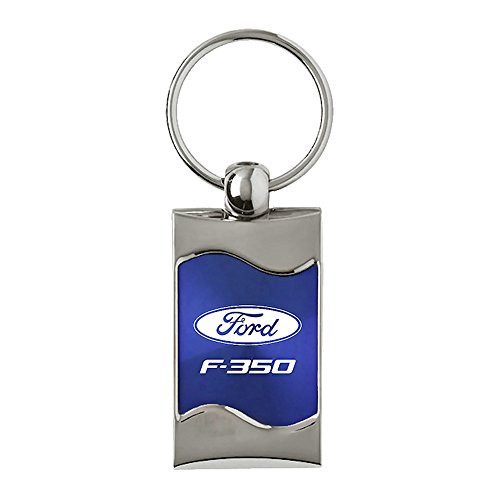 Ford F-350 on Blue Rectangular Wave Keychain - Officially Licensed