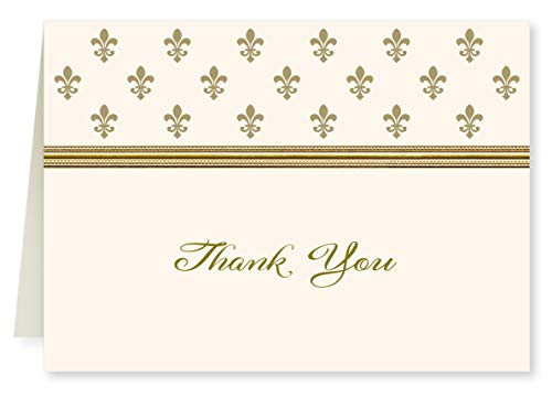 Petite Fleur Folded Thank You Note Cards by Faux Designs Foil Embossed Blank set of 8 with coordinating envelopes